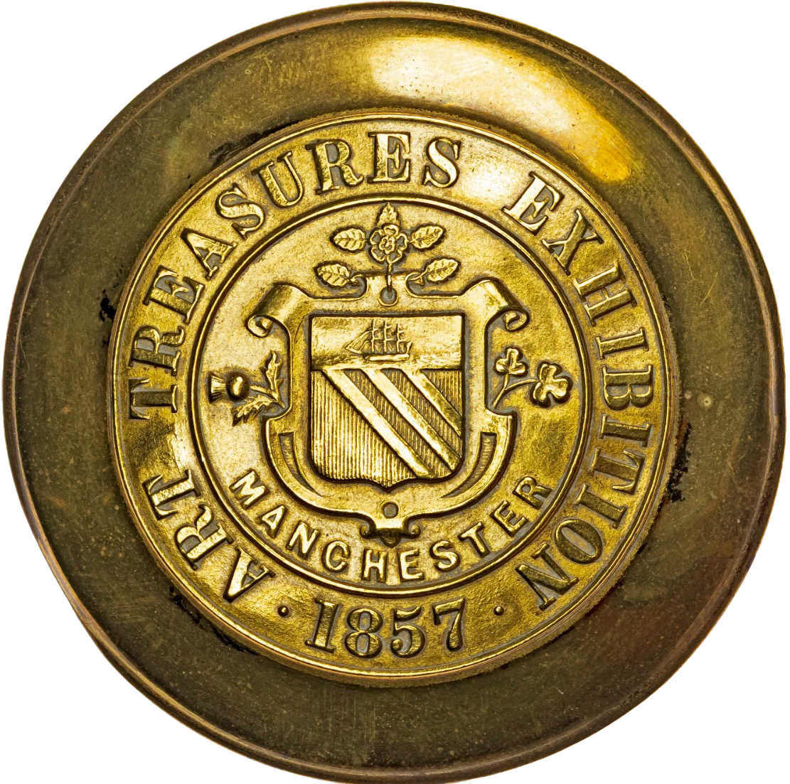 1857 Exhibition of Art Treasures, Manchester 63mm white metal by Pinches BHM 2605 E1513a