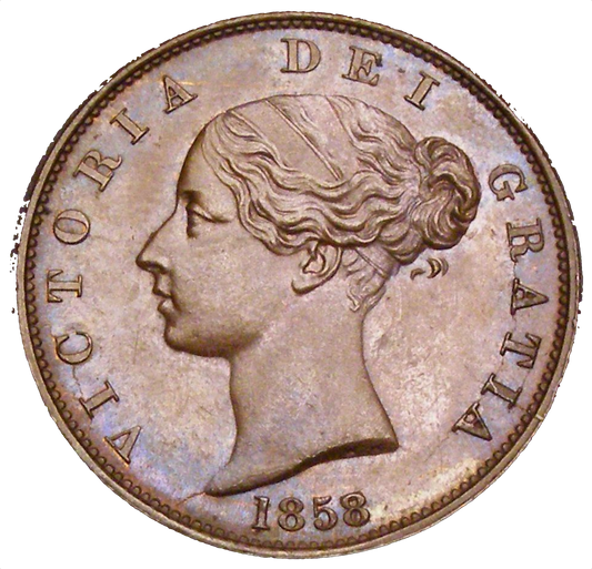1858/7 Halfpenny S3949 BMC 1548 UNC