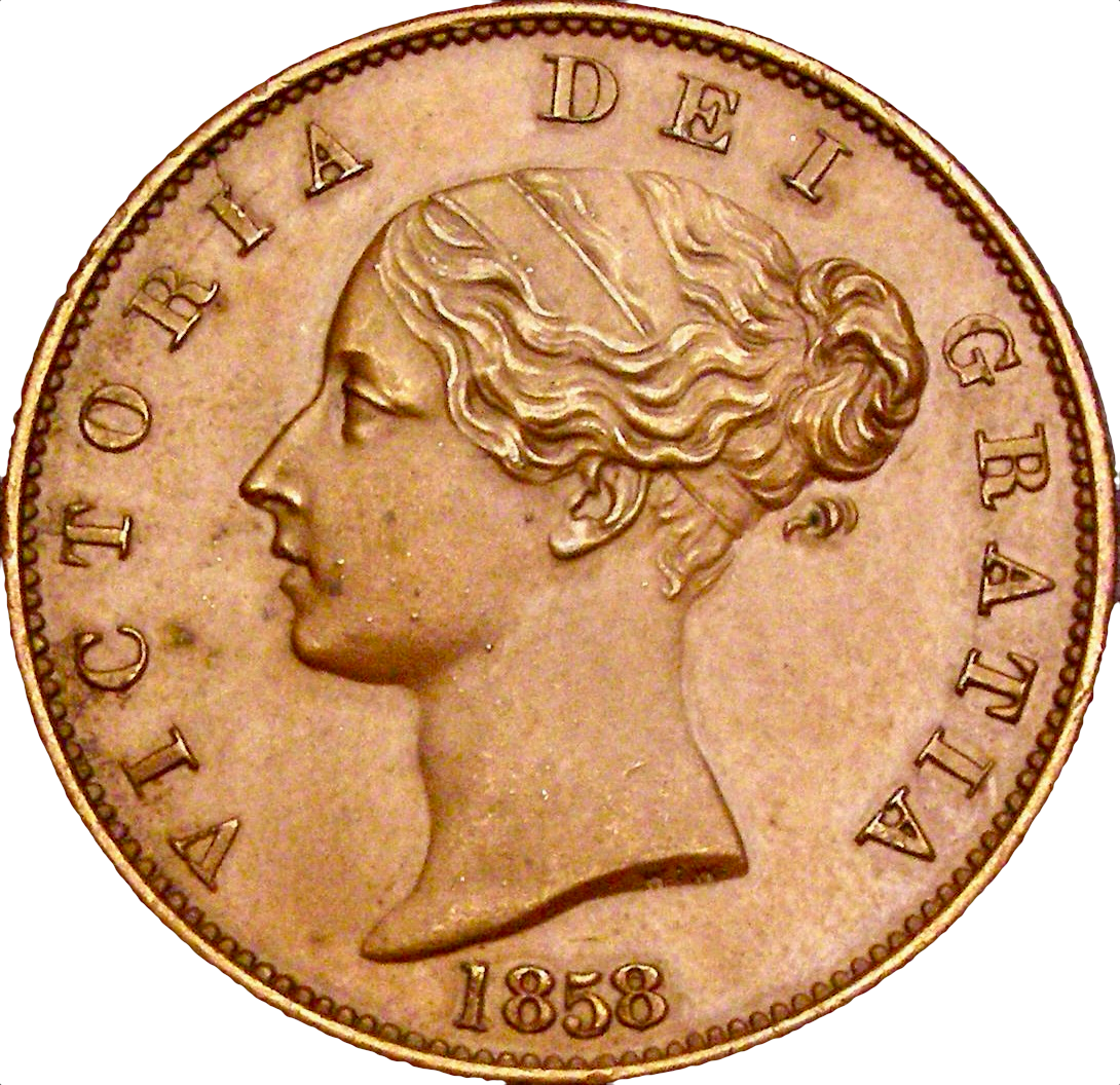 1858/7 Halfpenny S3949 BMC 1548 AUNC