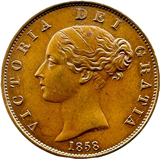 1858 Halfpenny S3949 BMC 1549 UNC