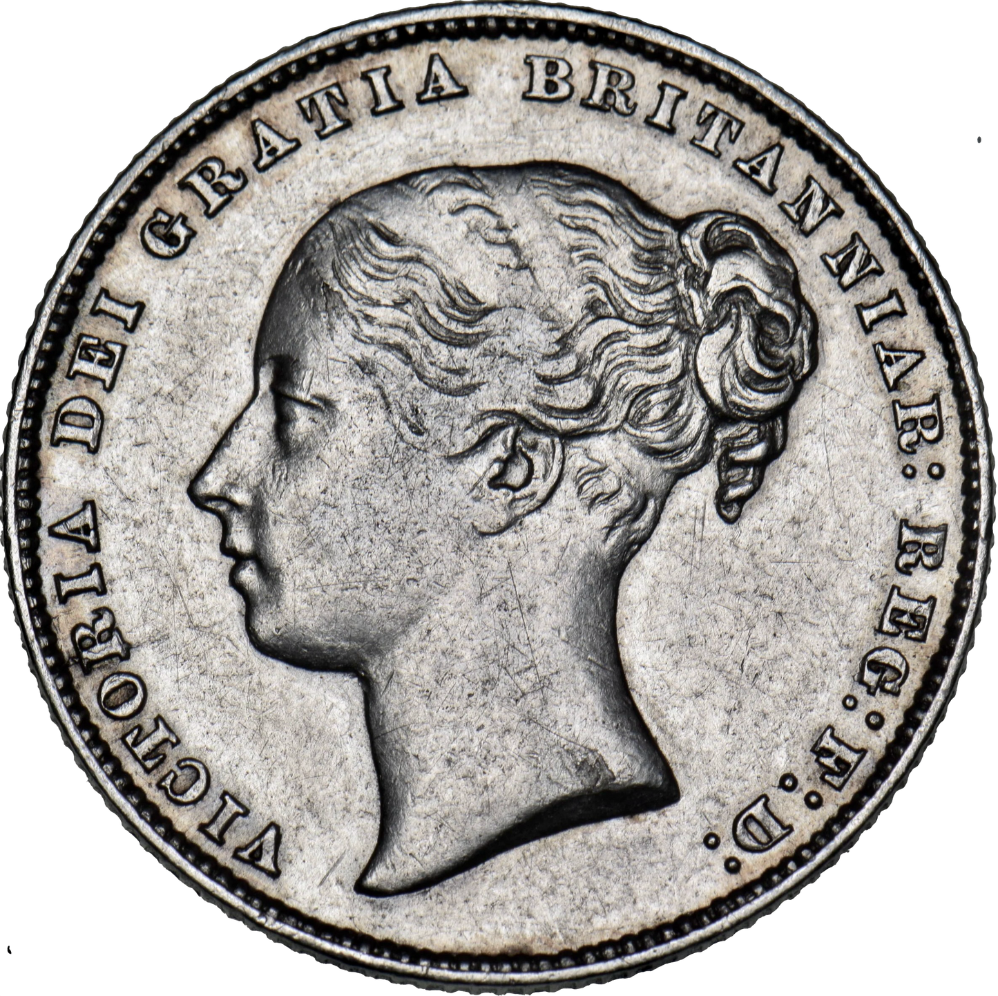 1858/9 Shilling Second young head S3904 ESC 3014 Extremely rare (R4) GVF