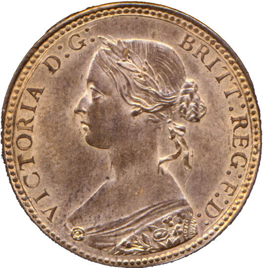 1860 Halfpenny F 258 Obv 1 Rev A Rare (R8) UNC