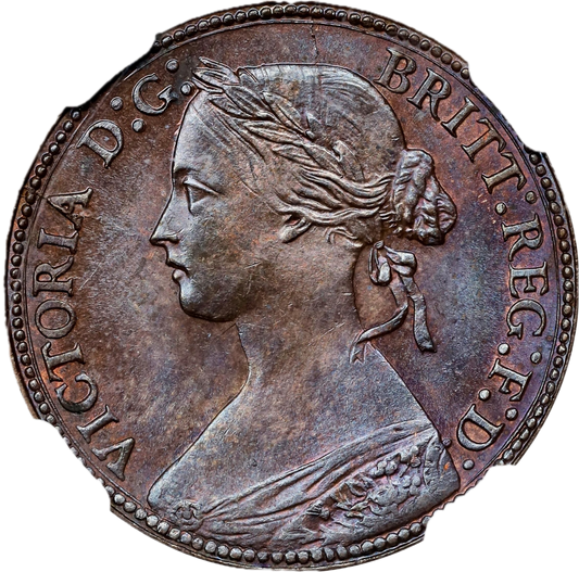 1860 Farthing S3958 F 496 Beaded border UNC MS 84 BN