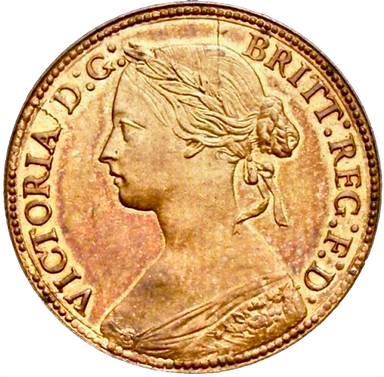 1860 Farthing S3958 F 496 Beaded border UNC LCGS80
