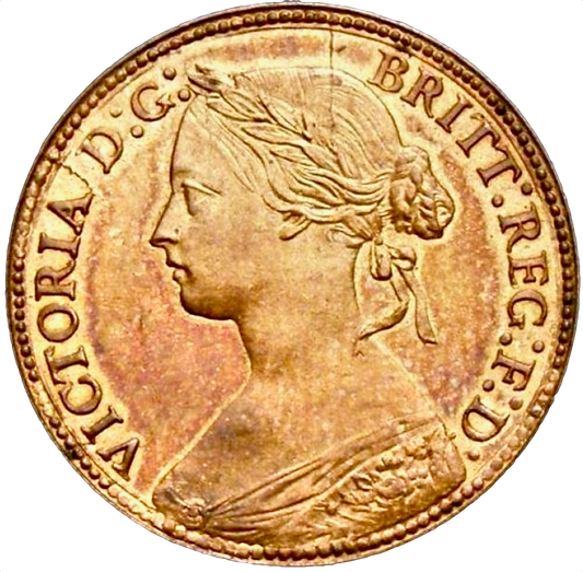 1860 Farthing S3958 F 496 Beaded border UNC LCGS80