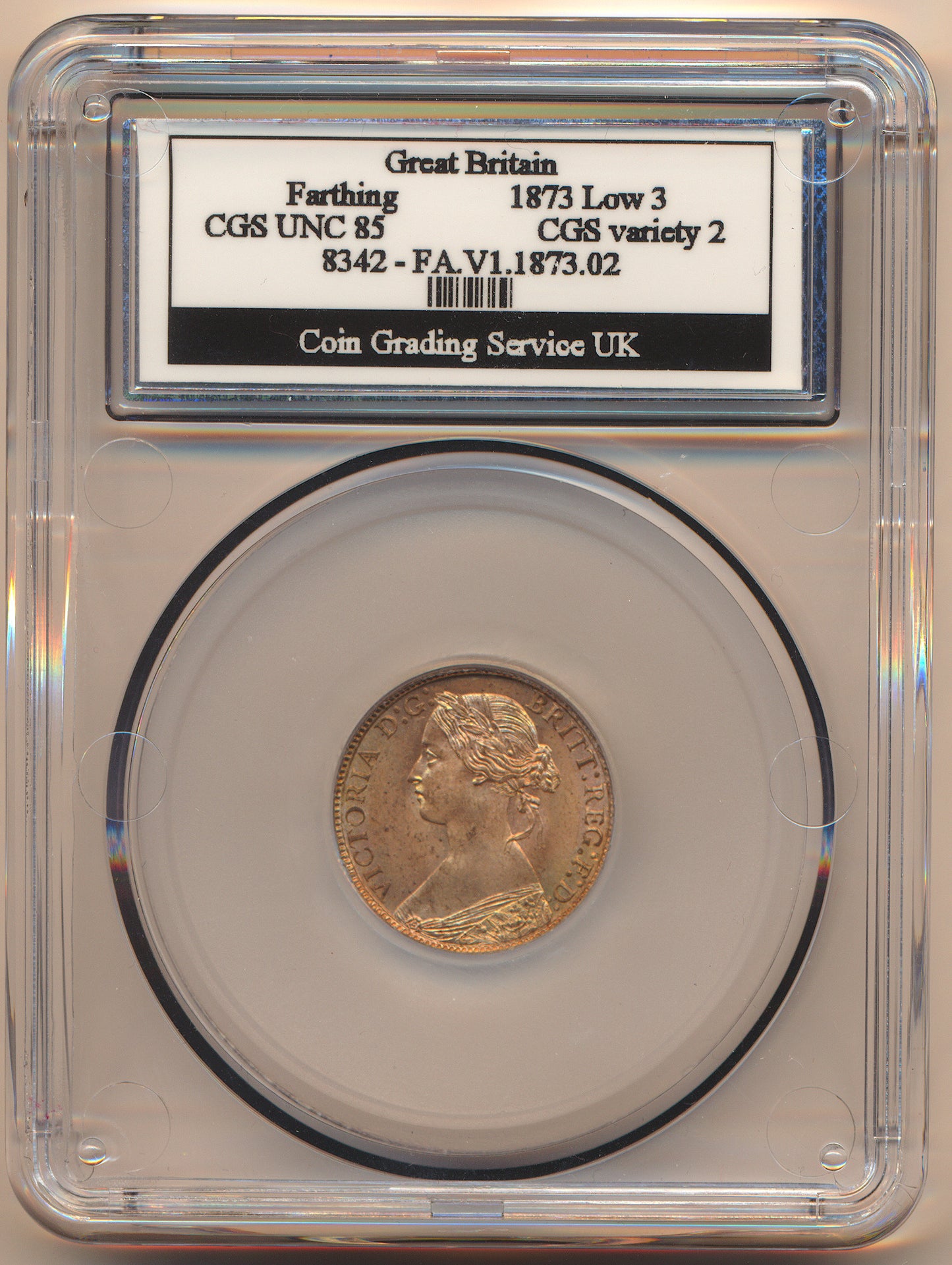 1860 Farthing S3958 F 496 Beaded border UNC LCGS80