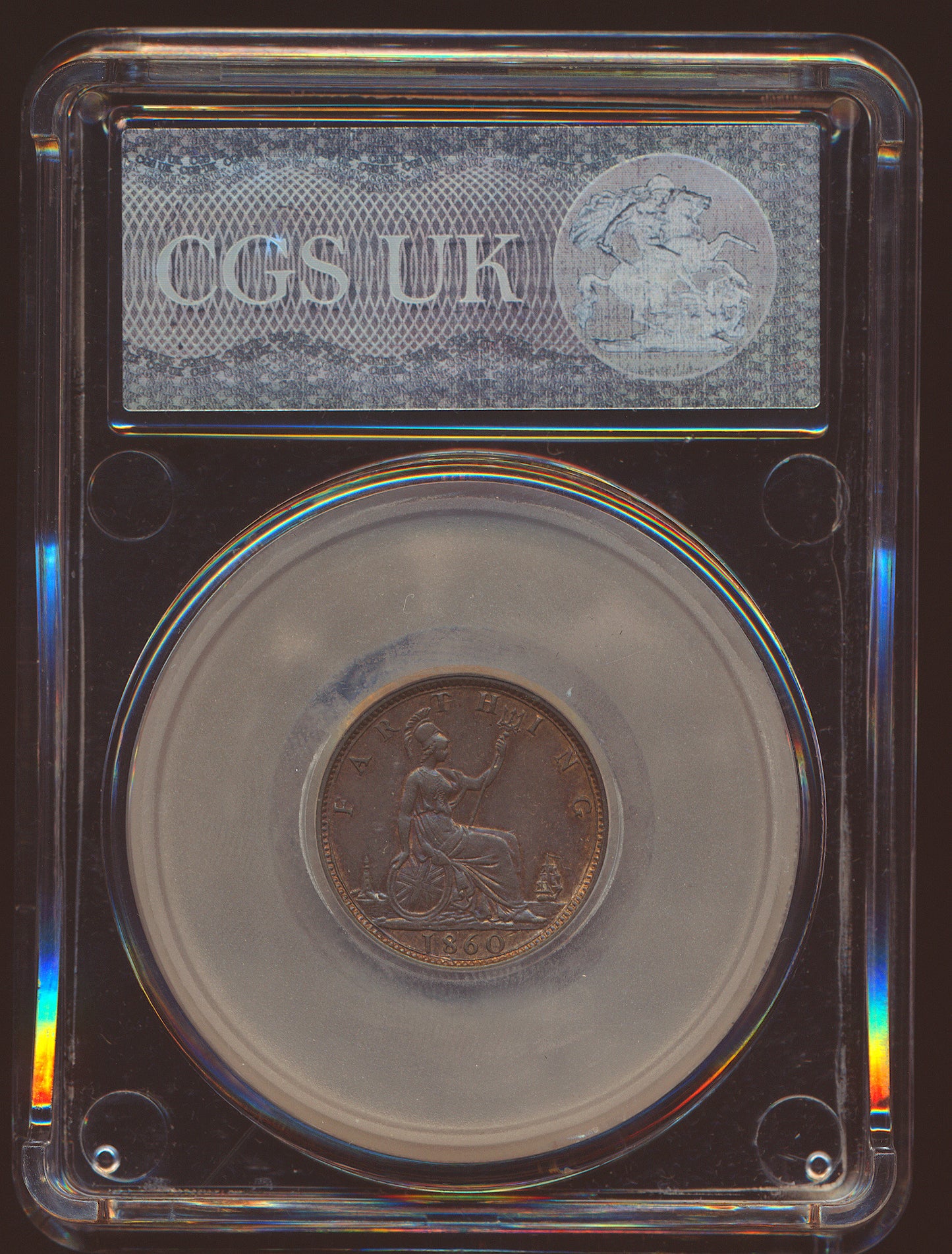 1860 Farthing S3958 F 499 UNC CGS80