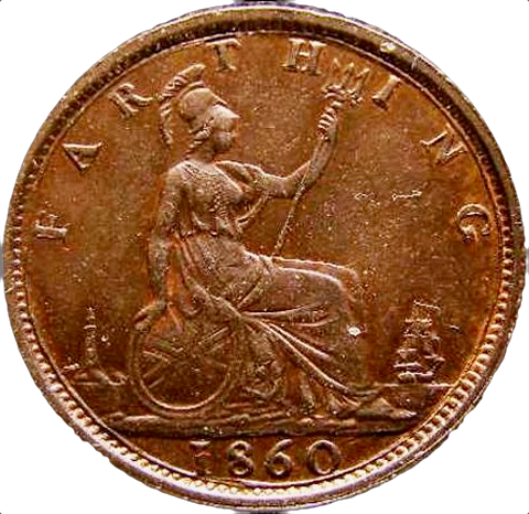 1860 Farthing S3958 F 499 UNC CGS80