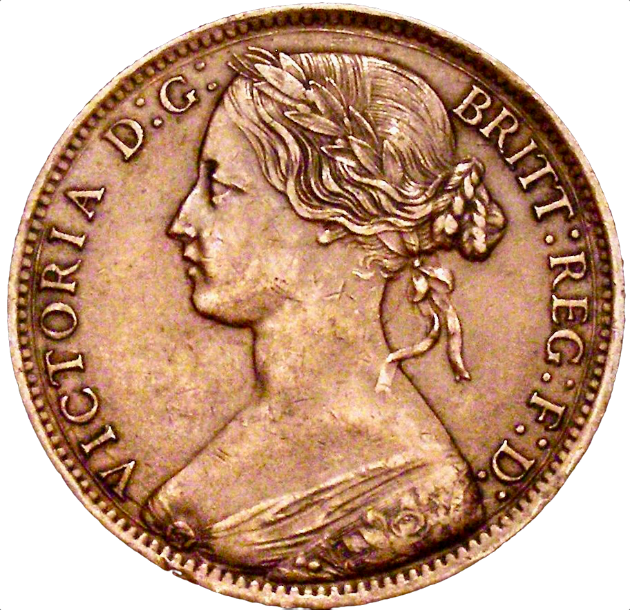 1860 Penny S3954 F17 Obv 6 Rev D Rare (R13) VF