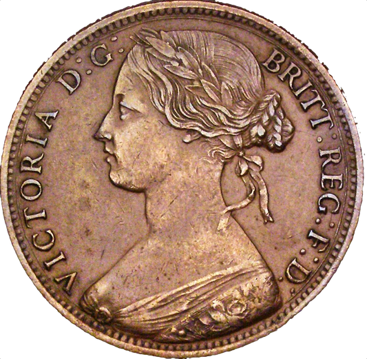 1860 Penny S3954 F17 Obv 6 Rev D Rare (R13) GVF