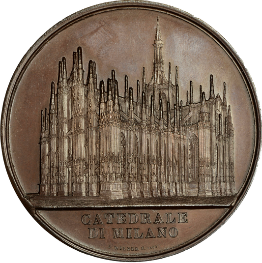 1860 Milan Cathedral 60mm copper medal by J Wiener