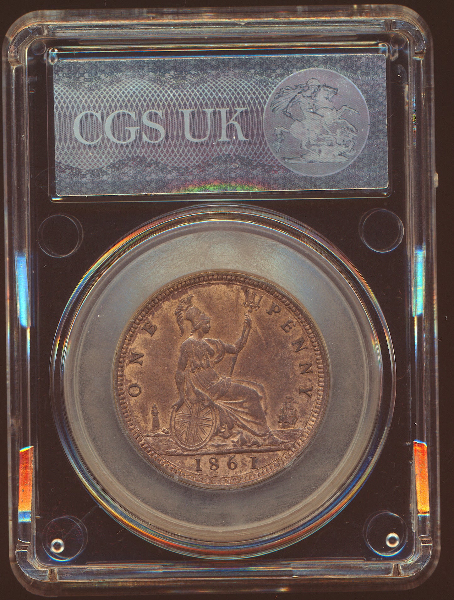 1861 Penny S3954 F 22 Obv 4 Rev D (R8) NEF CGS55
