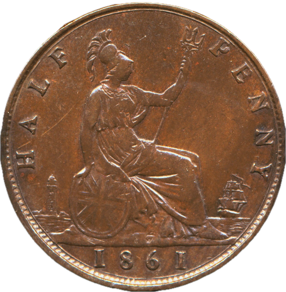 1861 Halfpenny F274 VF