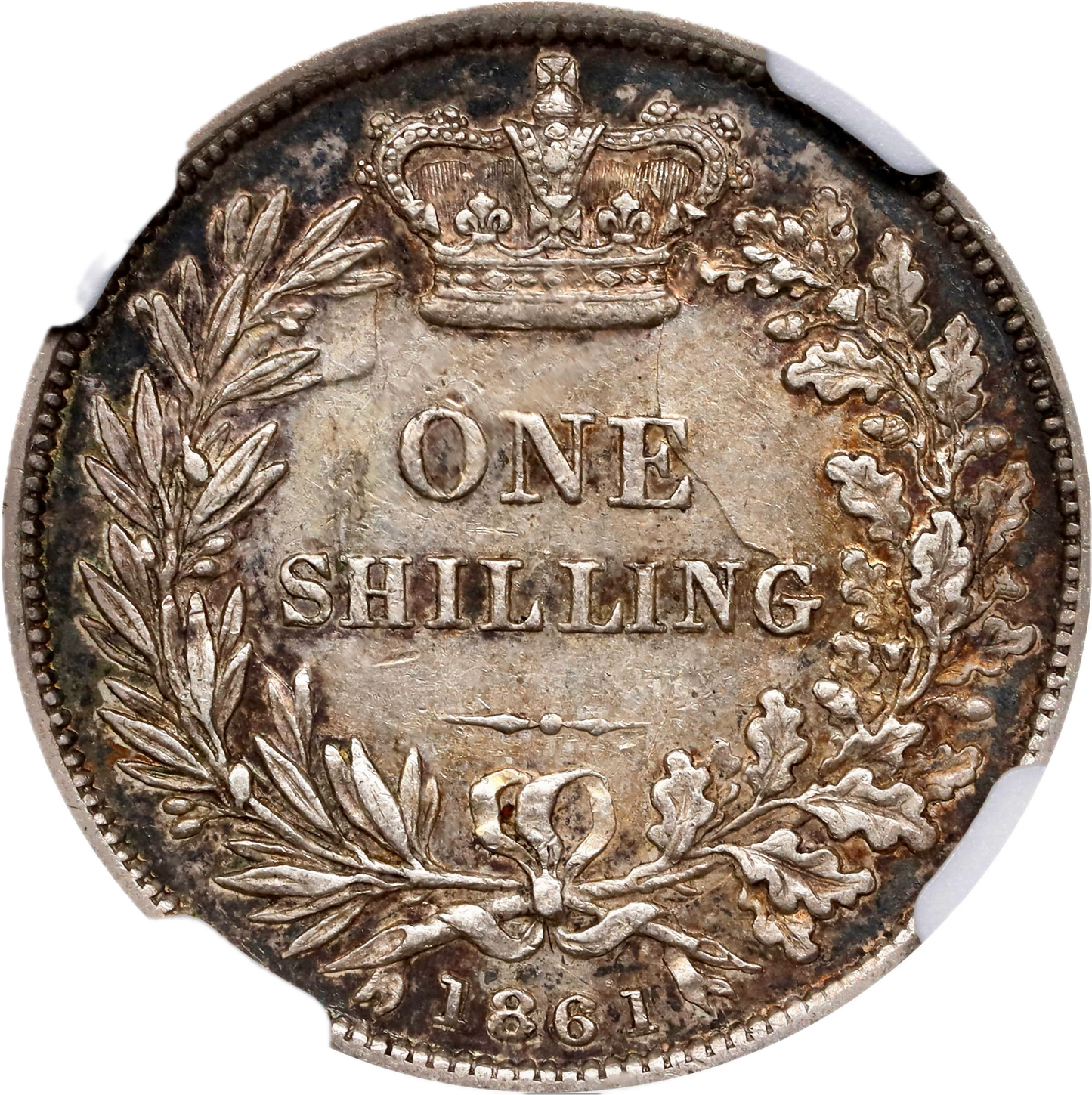 1861 Shilling Second young head S3904 ESC 3019 Rare AU 53