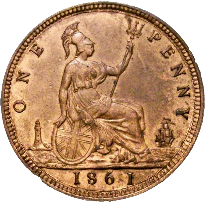 1861 Penny S3954 F 22 Obv 4 Rev D (R8) NEF CGS55