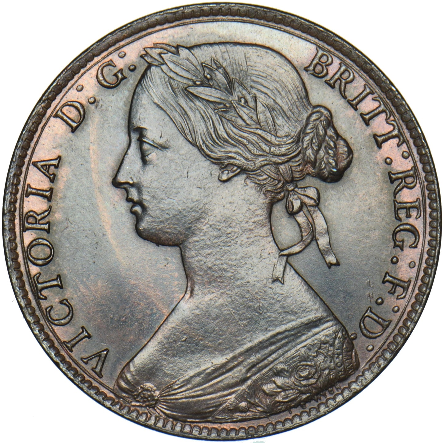 1861 Penny S3954 F 22 Obv 4 Rev D (R8) UNC