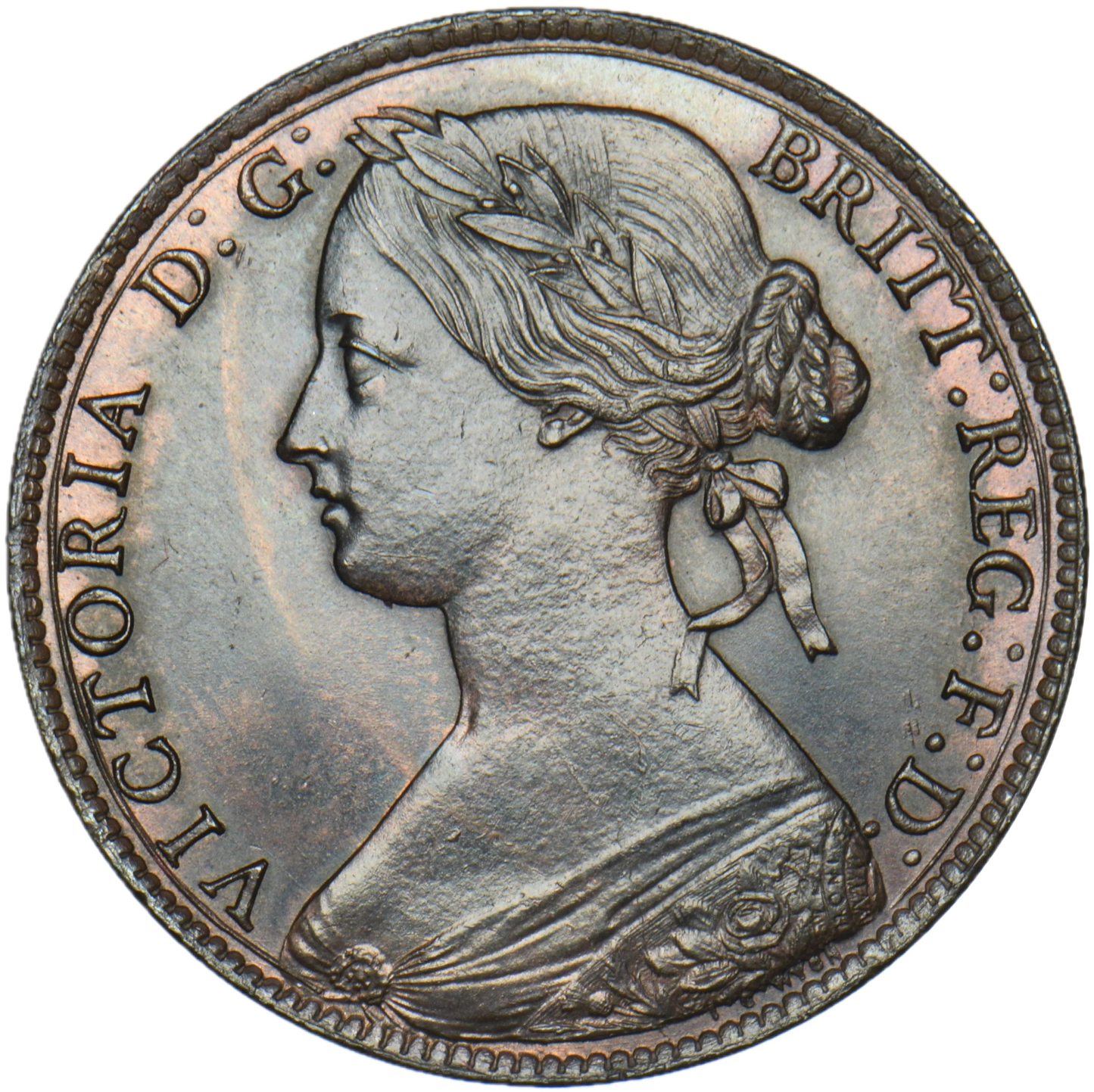 1861 Penny S3954 F 22 Obv 4 Rev D (R8) UNC