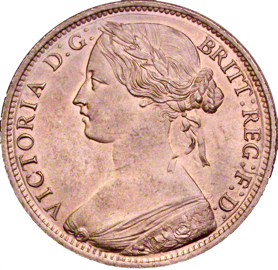 1861 Penny S3954 F33 Obv 6 Rev G UNC