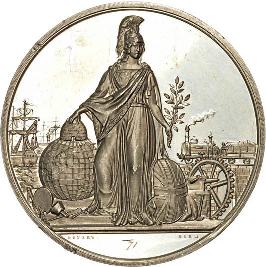 1862 International Exhibition 74mm white metal medal by T Ottley BHM 2733 Very rare