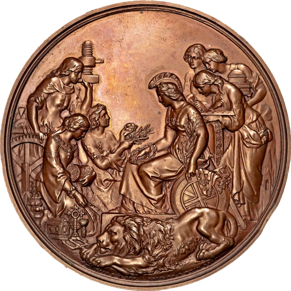 1862 International Exhibition 76.5mm official prize copper medal by LC Wyon in box of issue BHM 2747 E 1553 (Copy)