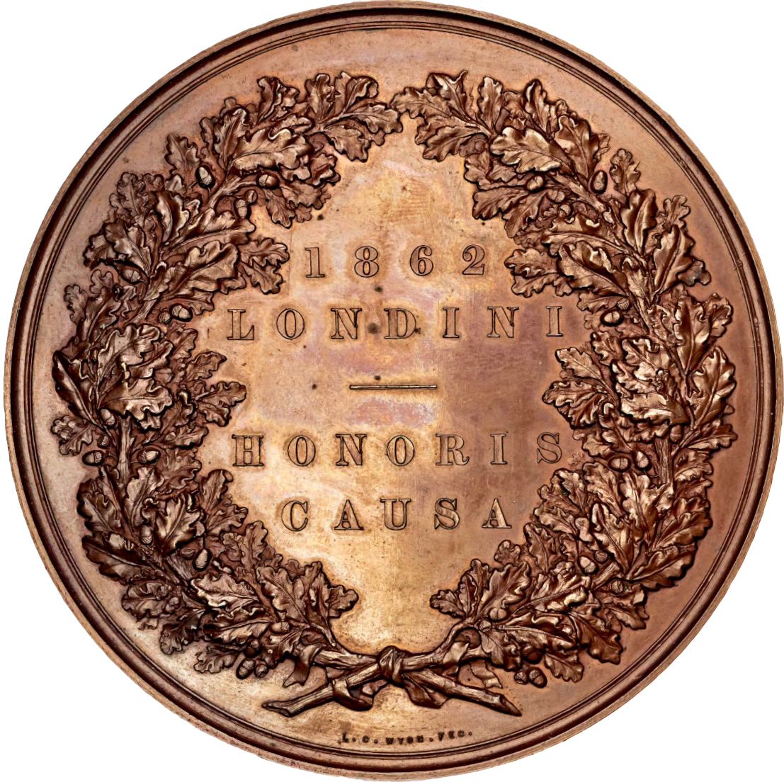 1862 International Exhibition 76.5mm official prize copper medal by LC Wyon in box of issue BHM 2747 E 1553 (Copy)