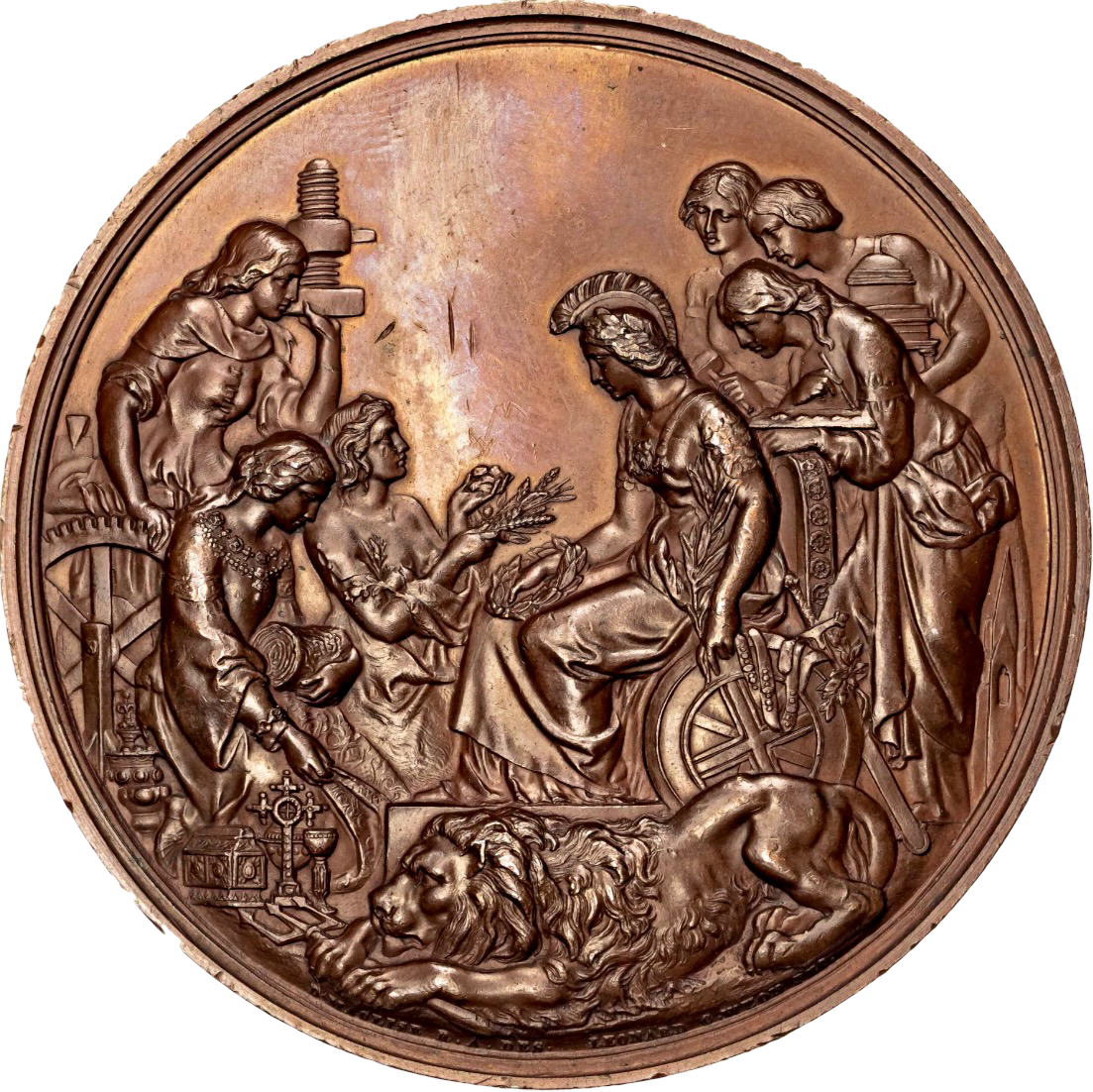1862 International Exhibition 76.5mm official prize copper medal by LC Wyon BHM 2747 E 1553