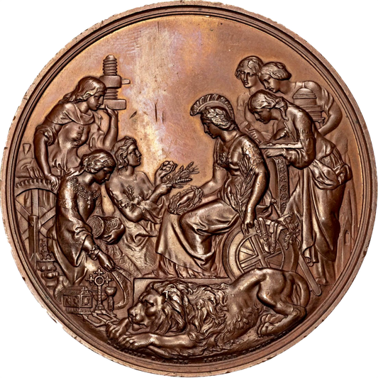 1862 International Exhibition 76.5mm official prize copper medal by LC Wyon BHM 2747 E 1553