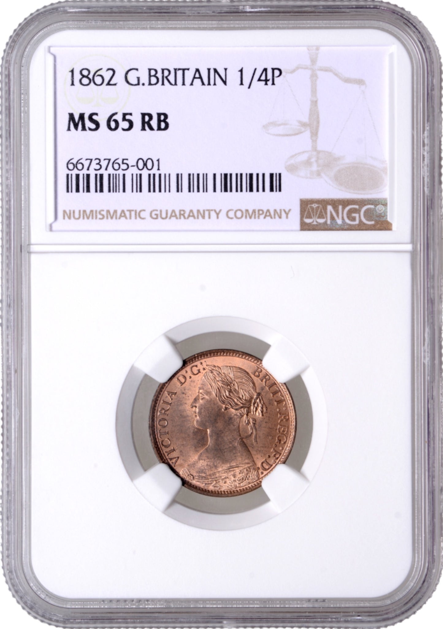 1862 Farthing S3958 F 507 UNC MS65RB