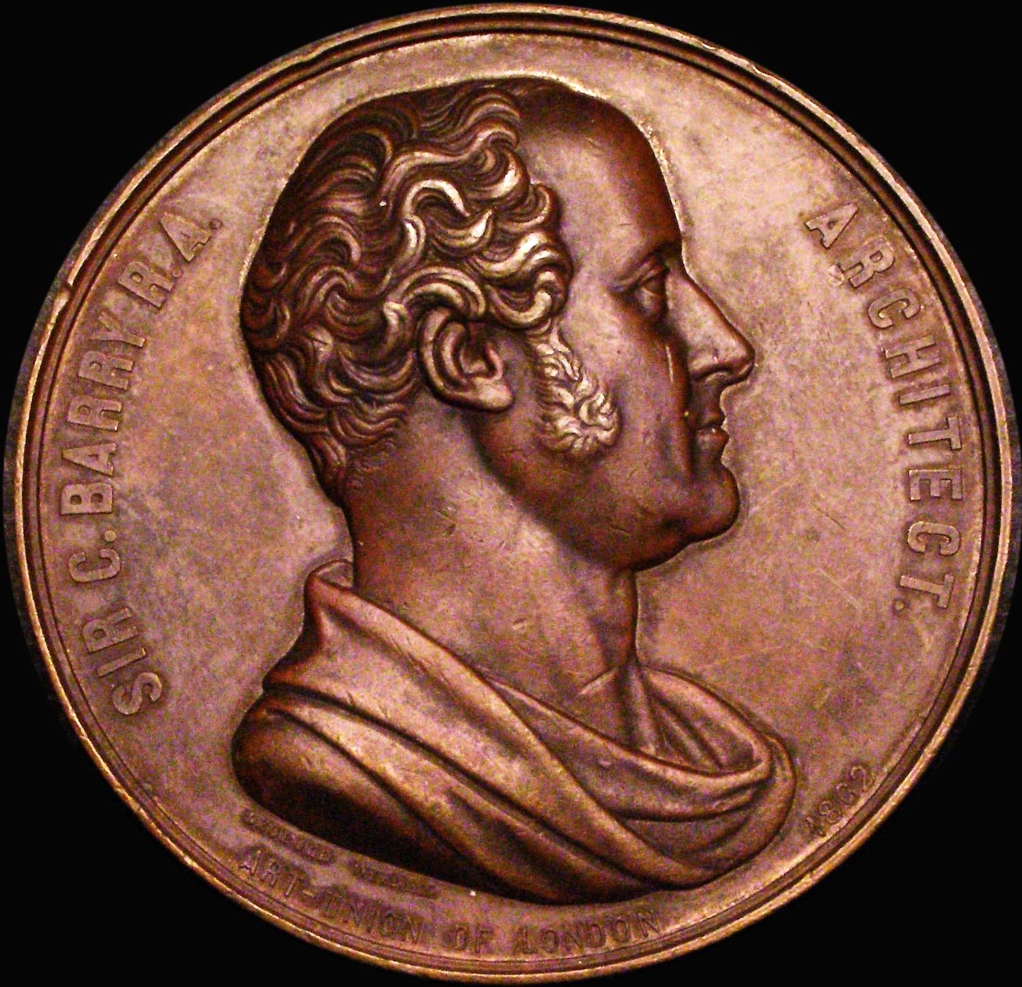 1862 Sir Charles Barry Art Union of London 59.5mm bronze medal BHM 2712 E1558