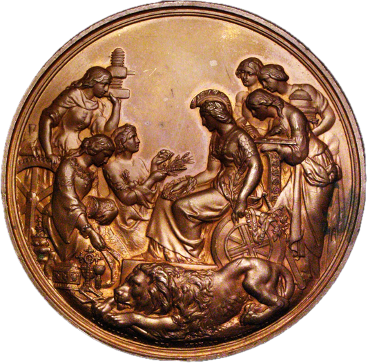 1862 International Exhibition 76.5mm official prize copper medal by LC Wyon BHM 2747 E 1553