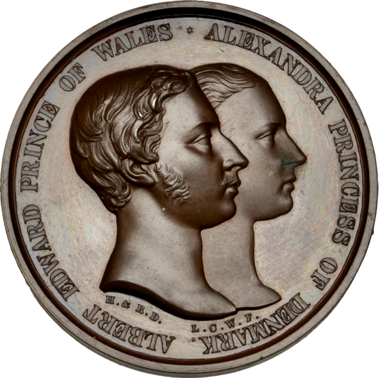 1863 Wedding of Edward and Alexandria 33mm bronze medal by LC Wyon BHM 2771