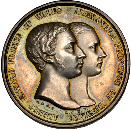 1863 Wedding of Edward and Alexandria 33mm silver medal by LC Wyon BHM 2771 RR
