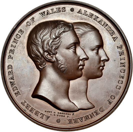 1863 Wedding of Edward and Alexandria 64mm bronze medal by LC Wyon BHM 2770 E1562a