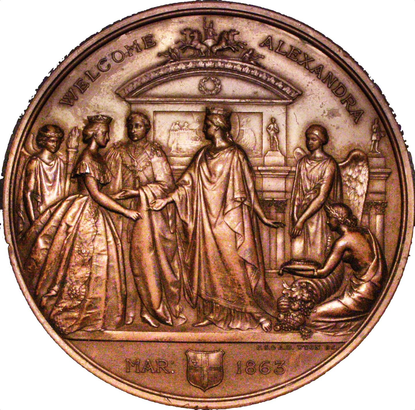 1863 Princess Alexandra, entry into London 76mm bronze medal BHM 2783 E1561