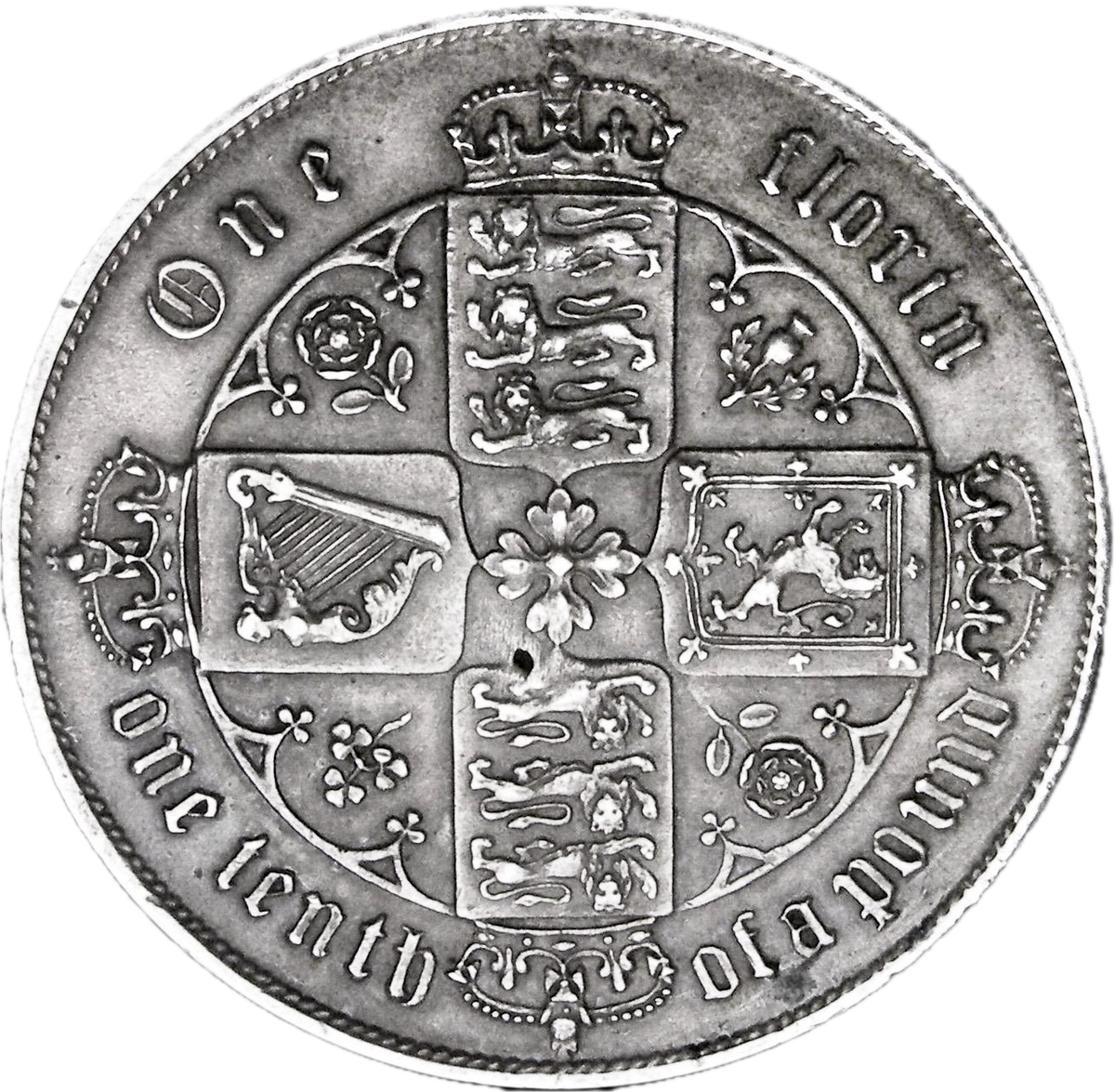 1865 Florin S3892 No stop after date ESC 2857 Rare NEF/EF