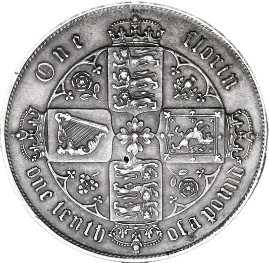 1865 Florin S3892 No stop after date ESC 2857 Rare NEF/EF