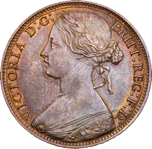 1865 Penny F50 Unaltered date AUNC