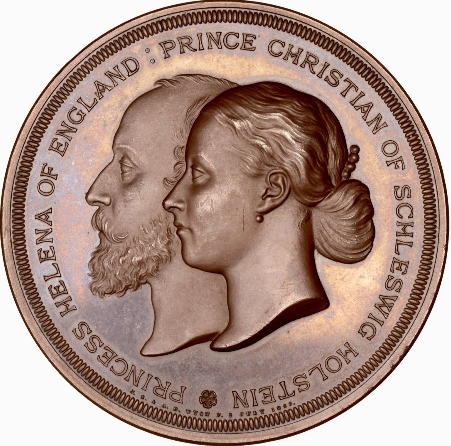 1866 Marriage of Princess Helena and Prince Christian 64mm bronze medal BHM 2859 E 1583a