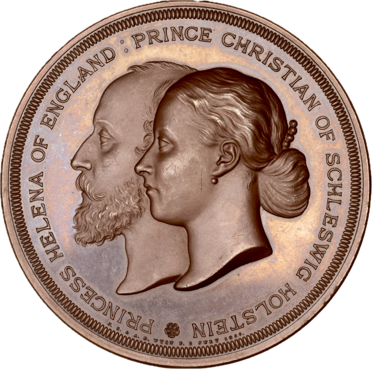 1866 Marriage of Princess Helena and Prince Christian 64mm bronze medal BHM 2859 E 1583a