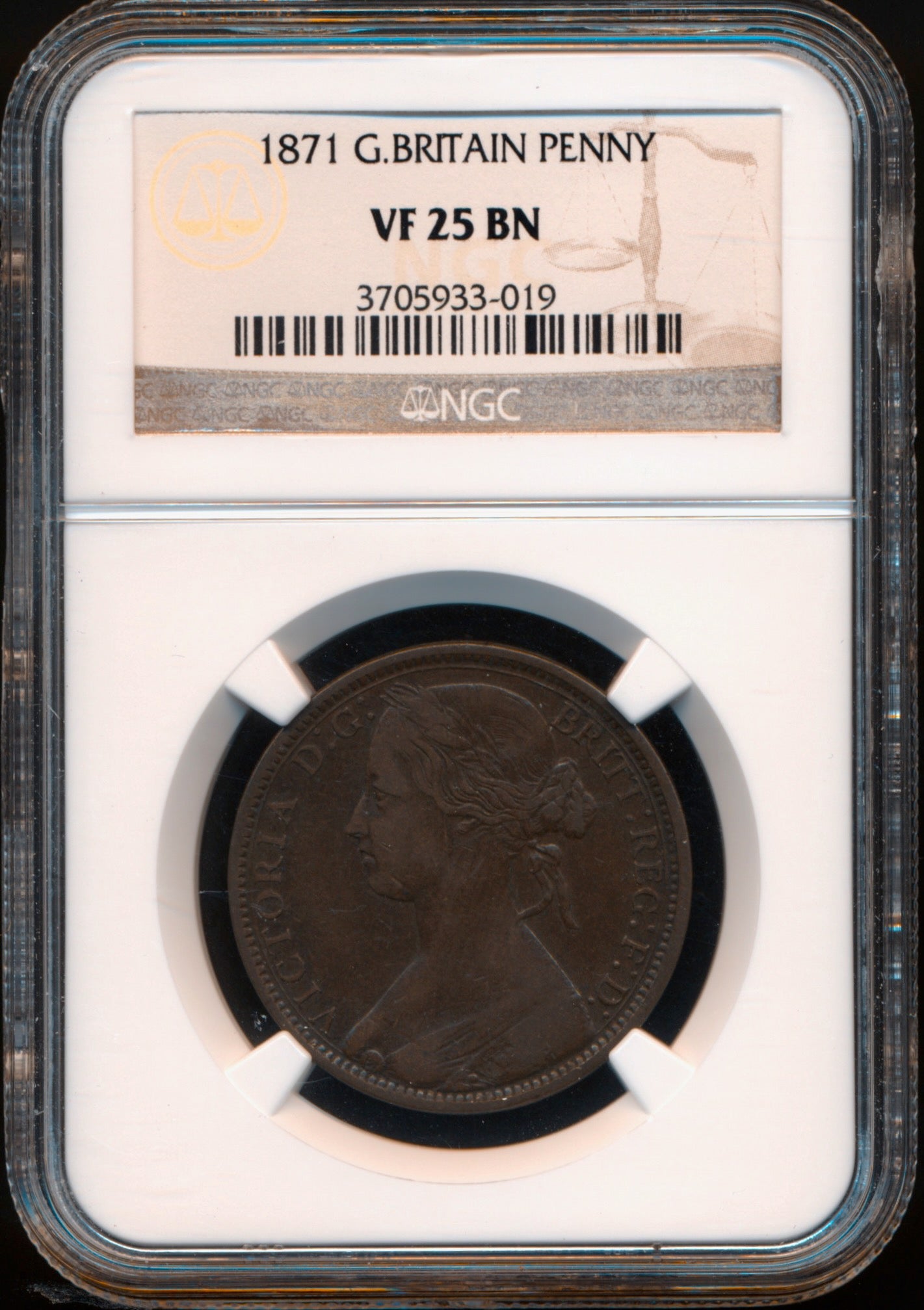 1871 Penny F61 VF 25
