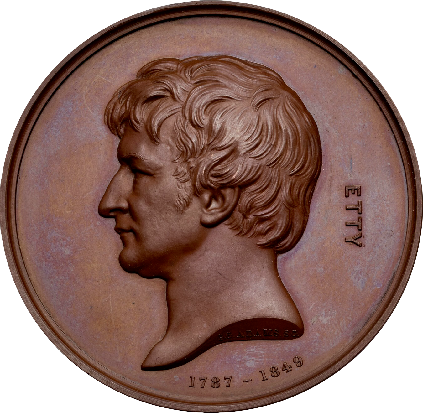 1872 William Etty Art Union of London 57mm copper medal BHM 2938 E1621
