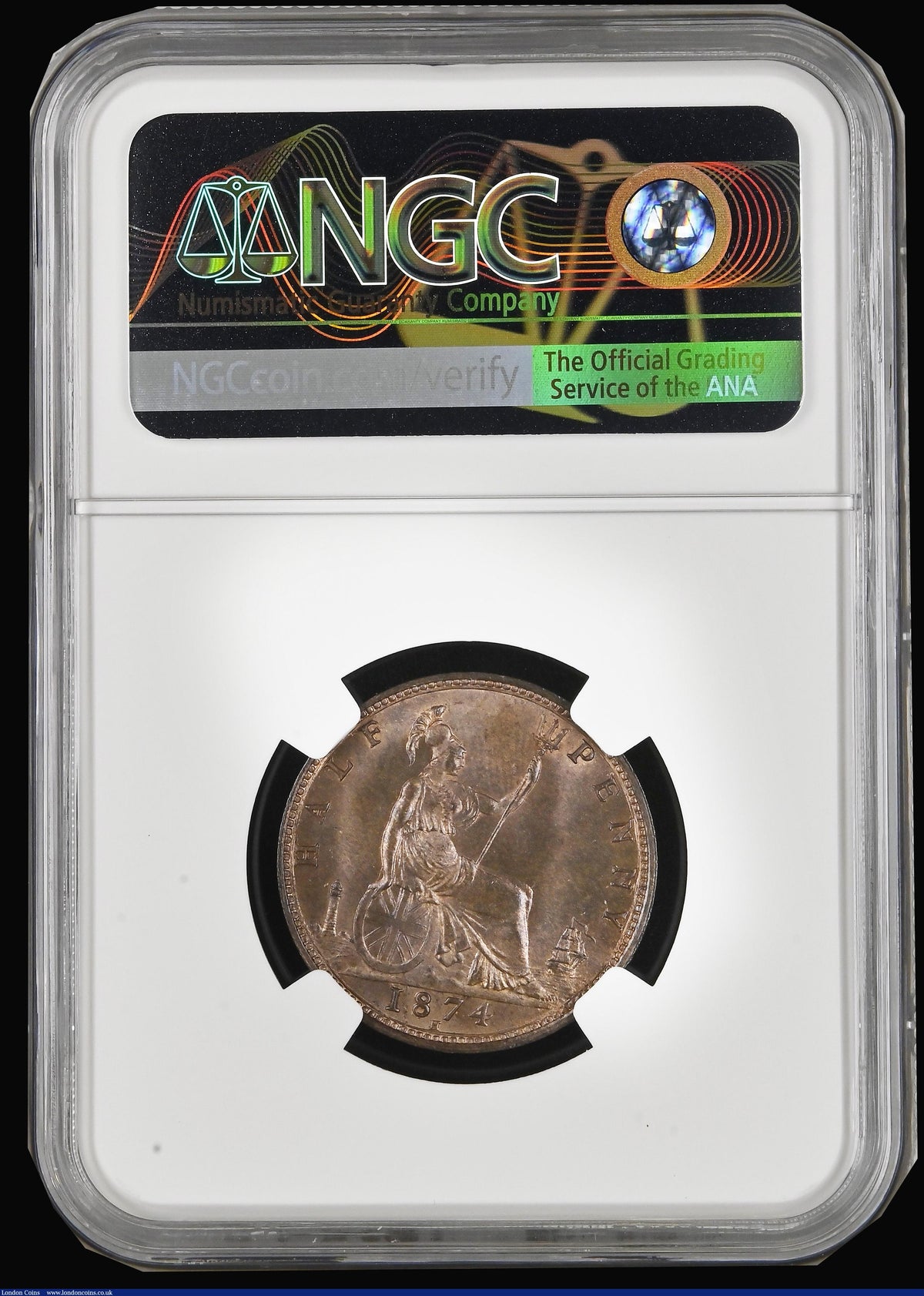 1874H Halfpenny F 318 UNC MS64RB
