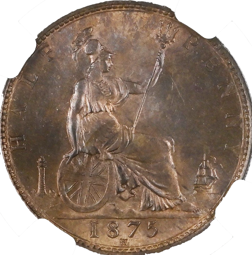 1875H Halfpenny F 323 UNC MS64RB
