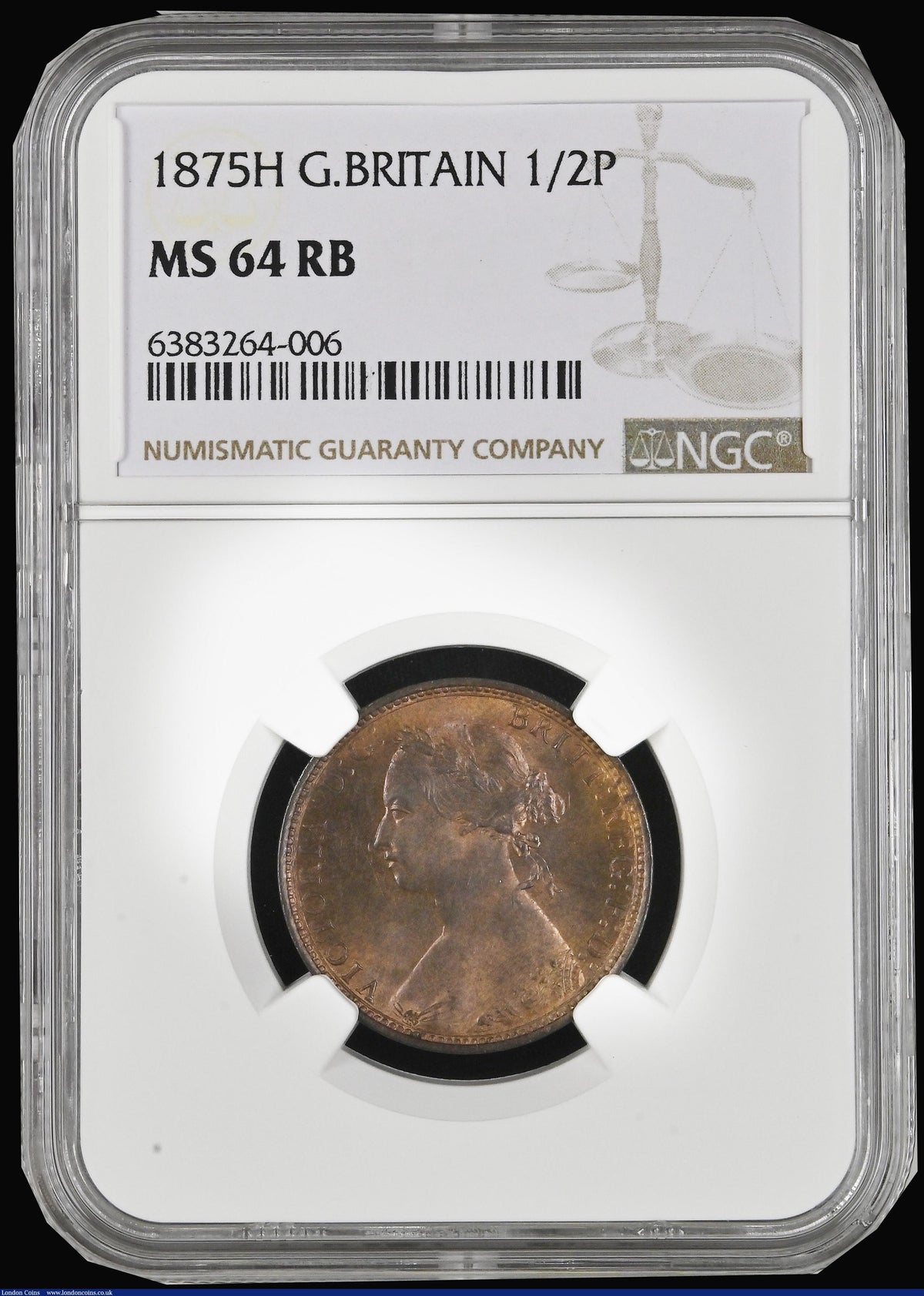 1875H Halfpenny F 323 UNC MS64RB