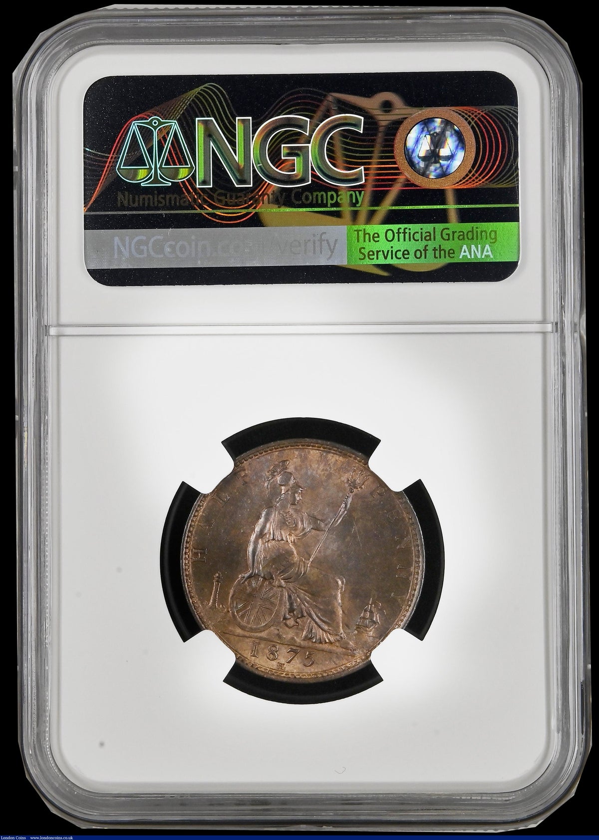 1875H Halfpenny F 323 UNC MS64RB