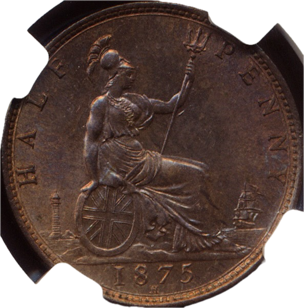 1875H Halfpenny F 323 UNC MS64RB