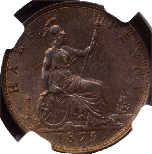 1875H Halfpenny F 323 UNC MS64RB