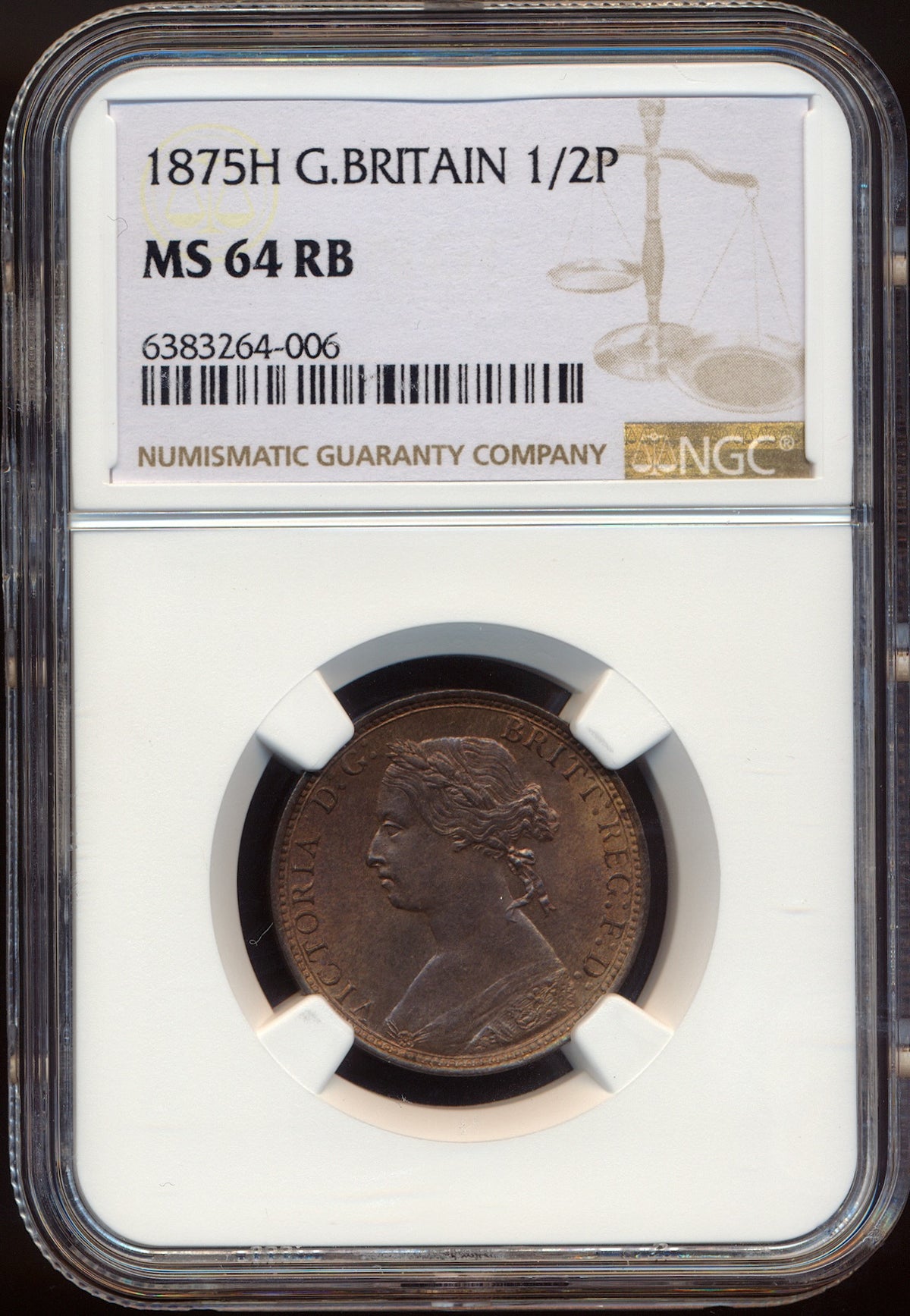1875H Halfpenny F 323 UNC MS64RB