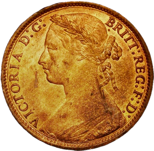 1875 Penny F82 Obv 8 Rev J UNC 80