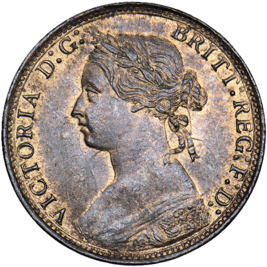 1877 Halfpenny F 330 Obv 13 Rev J Very rare (R14) GVF
